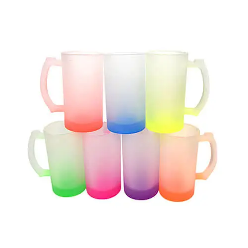 16oz Sublimation Gradient Frosted Colorful Beer Glass Mug