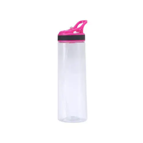 750ml Transparent BPA Free Plastic Sports Water Bottle with Straw