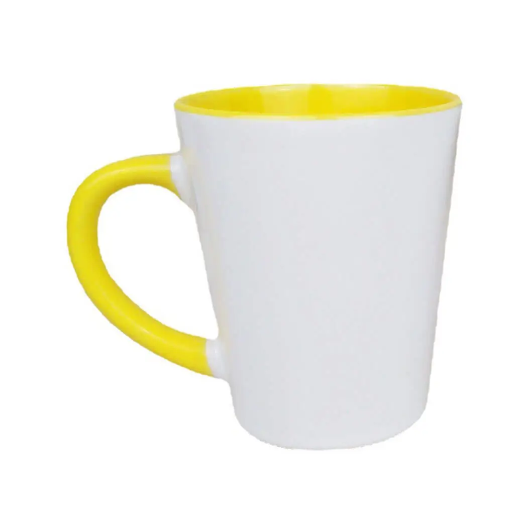 11oz Cone shape Ceramic Mug with Colourful Handle